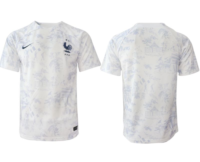 Men 2022 World Cup National Team France away aaa version white blank Soccer Jerseys